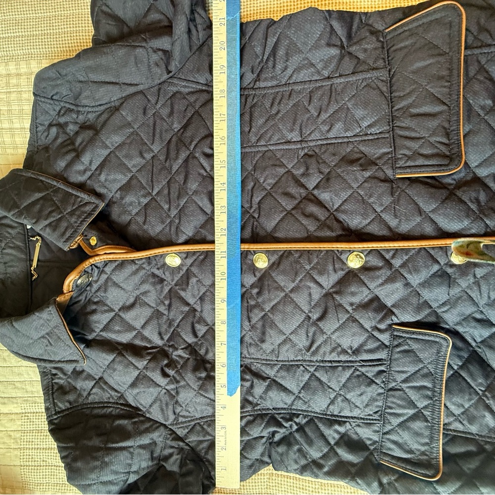 Chico's Blue and Tan Puffer Jacket with Quilted Design Size 2 - Picture 14 of 16